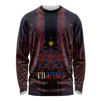 Filipino Barong Tagalog Inspired Personalised Long Sleeve Shirt Mabuhay Philippines Festival Polynesian Pattern LT14 Unisex Black - Polynesian Pride