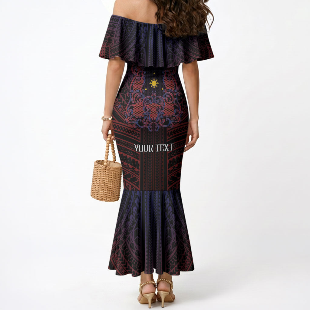 Filipino Barong Tagalog Inspired Personalised Mermaid Dress Mabuhay Philippines Festival Polynesian Pattern LT14 - Polynesian Pride