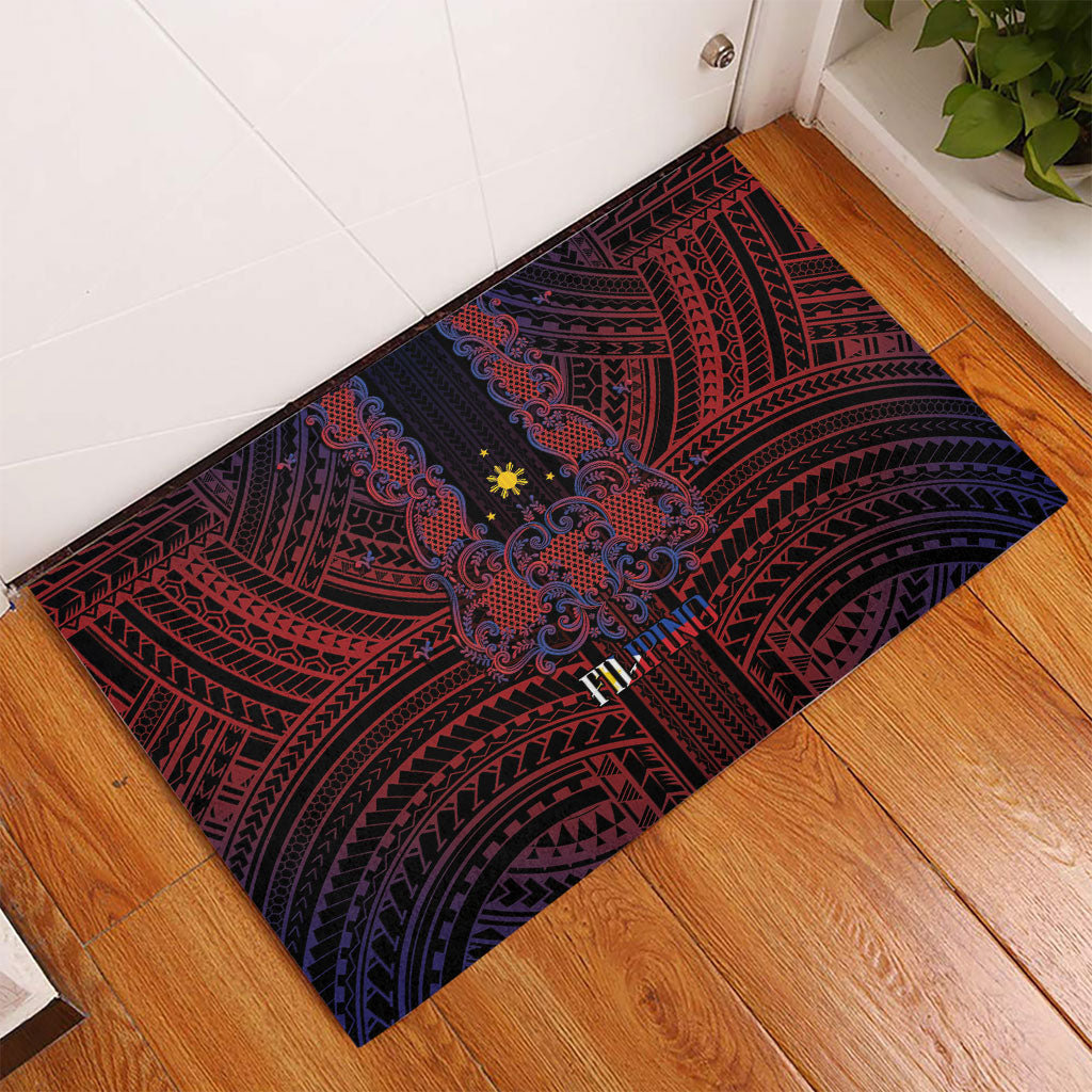 Filipino Barong Tagalog Inspired Rubber Doormat Mabuhay Philippines Festival Polynesian Pattern LT14 - Polynesian Pride