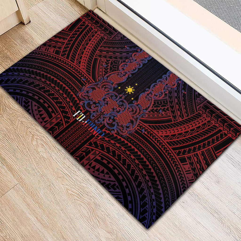 Filipino Barong Tagalog Inspired Rubber Doormat Mabuhay Philippines Festival Polynesian Pattern LT14 - Polynesian Pride