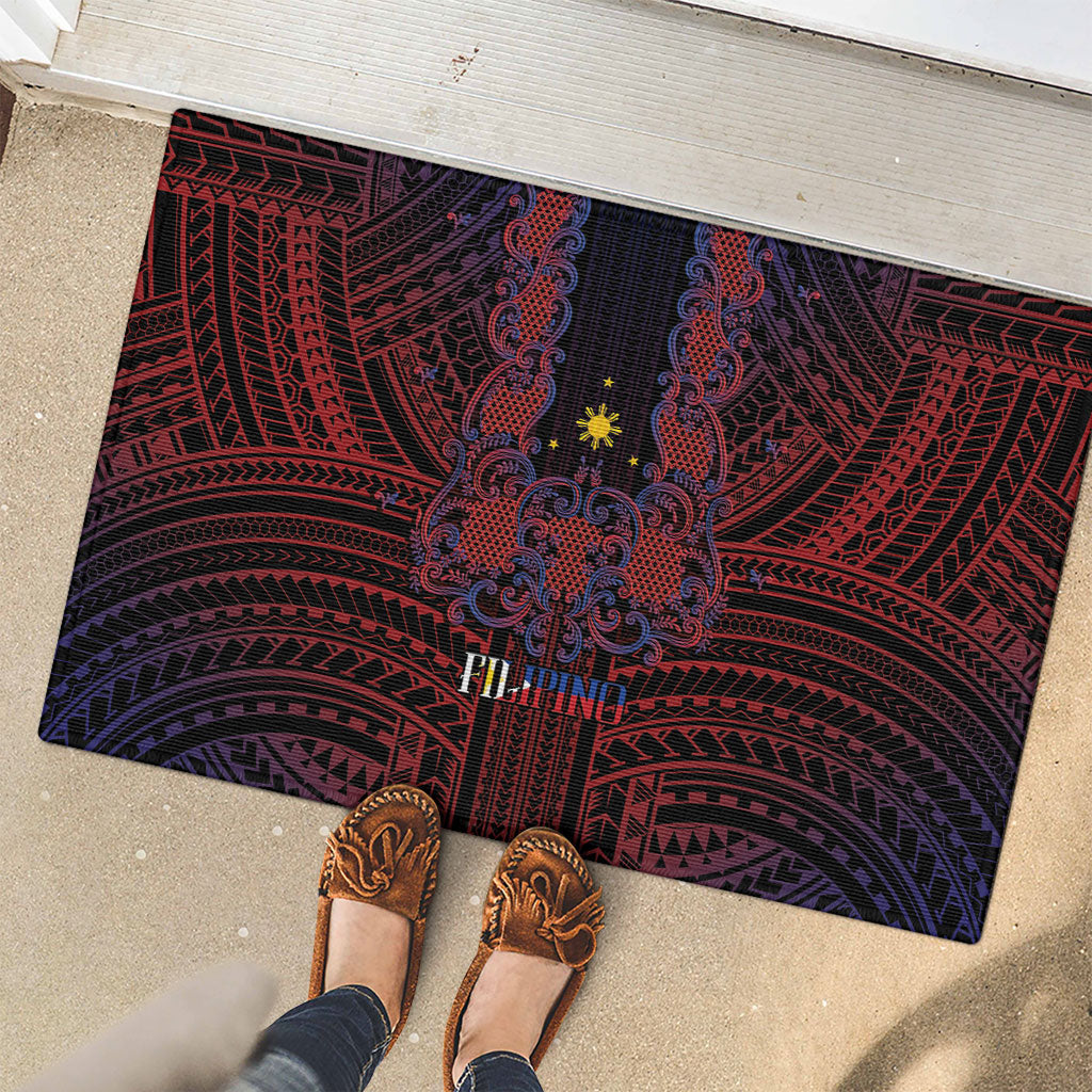 Filipino Barong Tagalog Inspired Rubber Doormat Mabuhay Philippines Festival Polynesian Pattern LT14 - Polynesian Pride