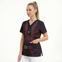 Filipino Barong Tagalog Inspired Personalised Scrub Top Mabuhay Philippines Festival Polynesian Pattern LT14 - Polynesian Pride