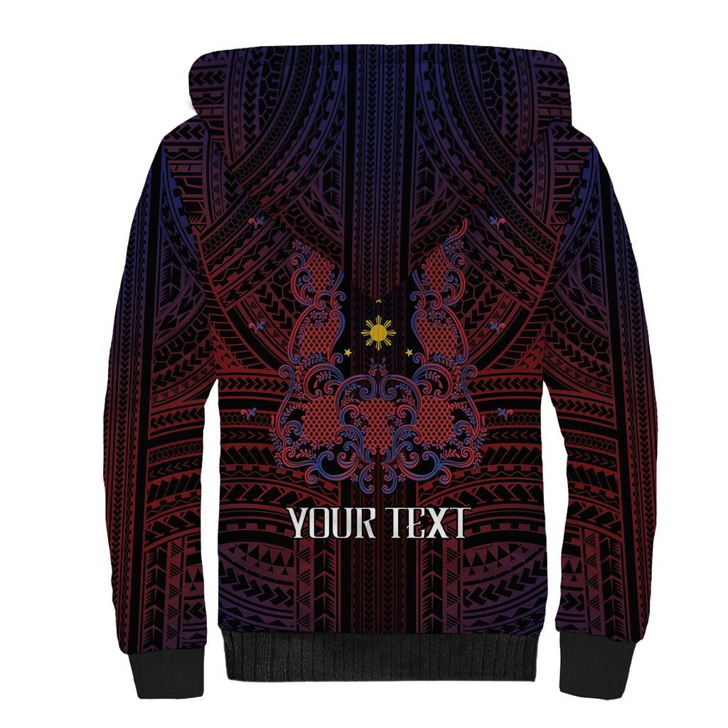 Filipino Barong Tagalog Inspired Personalised Sherpa Hoodie Mabuhay Philippines Festival Polynesian Pattern LT14 - Polynesian Pride