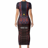 Filipino Barong Tagalog Inspired Personalised Short Sleeve Bodycon Dress Mabuhay Philippines Festival Polynesian Pattern LT14 - Polynesian Pride