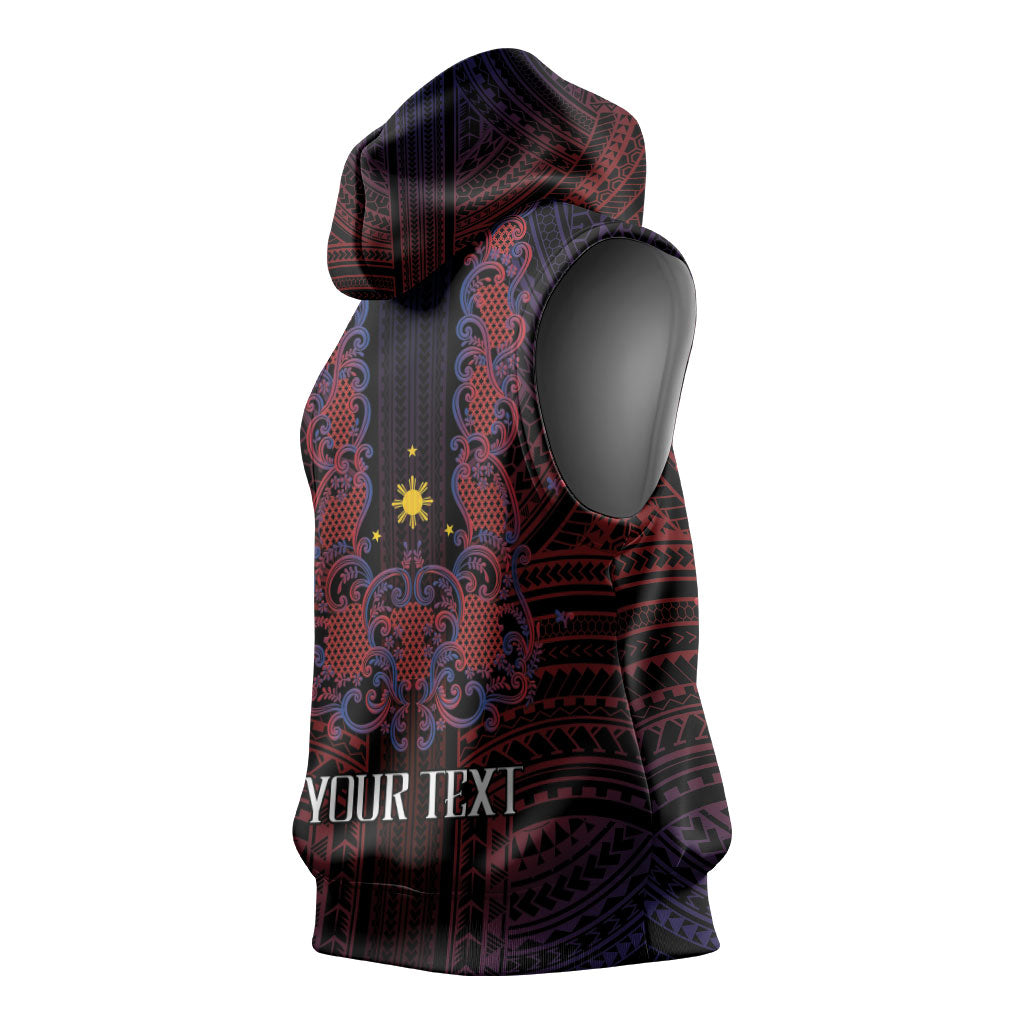 Filipino Barong Tagalog Inspired Personalised Sleeveless Hoodie Mabuhay Philippines Festival Polynesian Pattern LT14 - Polynesian Pride