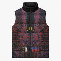 Filipino Barong Tagalog Inspired Personalised Sleeveless Puffer Jacket Mabuhay Philippines Festival Polynesian Pattern LT14 Unisex Black - Polynesian Pride
