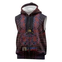 Filipino Barong Tagalog Inspired Personalised Sleeveless Zip Hoodie Mabuhay Philippines Festival Polynesian Pattern LT14 Black - Polynesian Pride