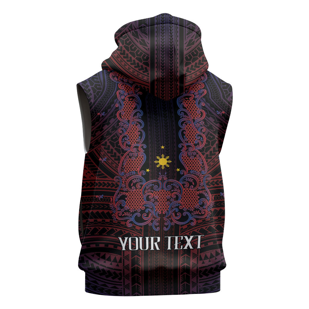 Filipino Barong Tagalog Inspired Personalised Sleeveless Zip Hoodie Mabuhay Philippines Festival Polynesian Pattern LT14 - Polynesian Pride