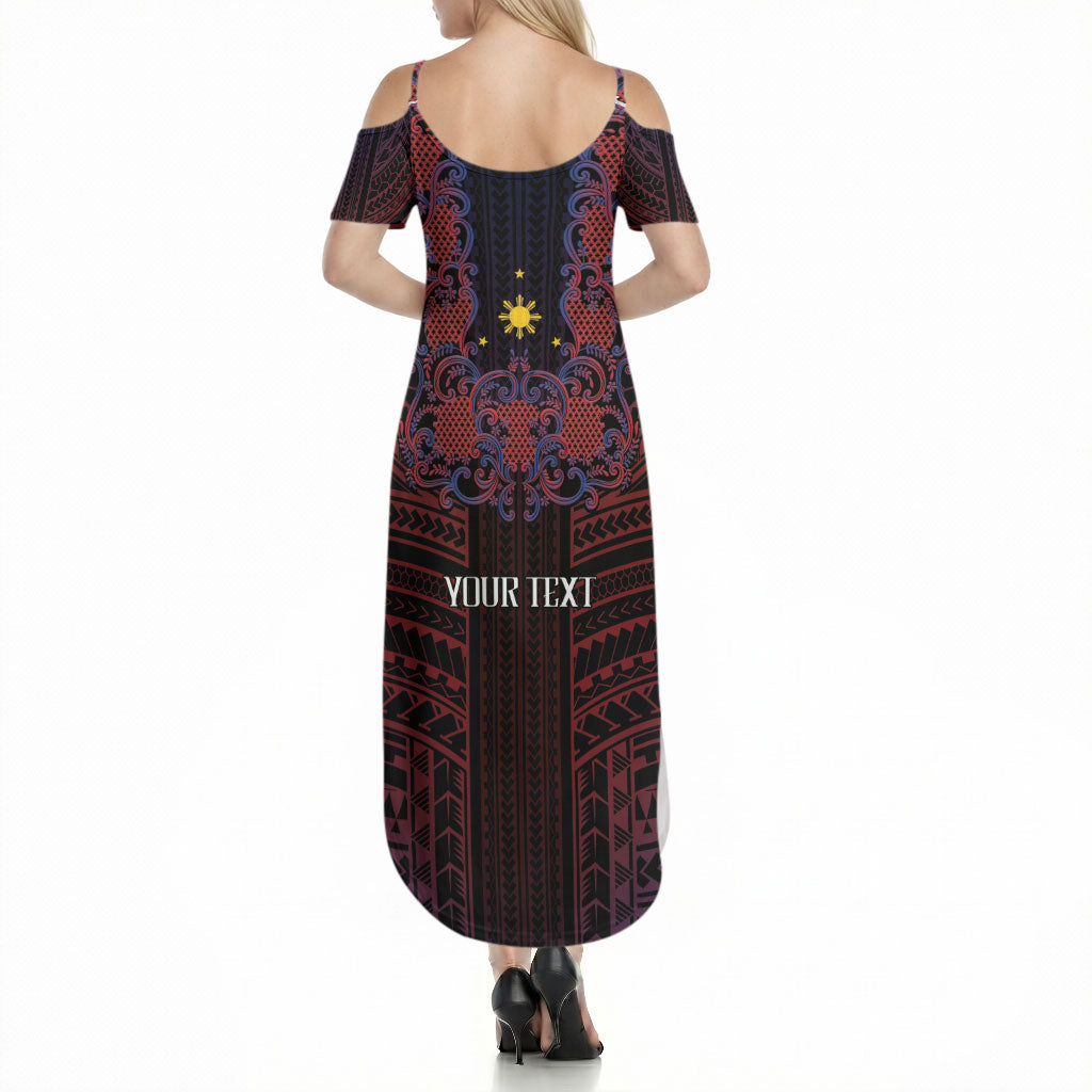 Filipino Barong Tagalog Inspired Personalised Summer Maxi Dress Mabuhay Philippines Festival Polynesian Pattern LT14 - Polynesian Pride