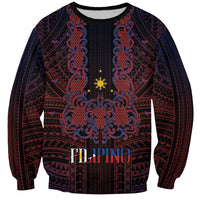 Filipino Barong Tagalog Inspired Personalised Sweatshirt Mabuhay Philippines Festival Polynesian Pattern LT14 Unisex Black - Polynesian Pride
