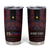 Filipino Barong Tagalog Inspired Personalised Tumbler Cup Mabuhay Philippines Festival Polynesian Pattern LT14 Black - Polynesian Pride