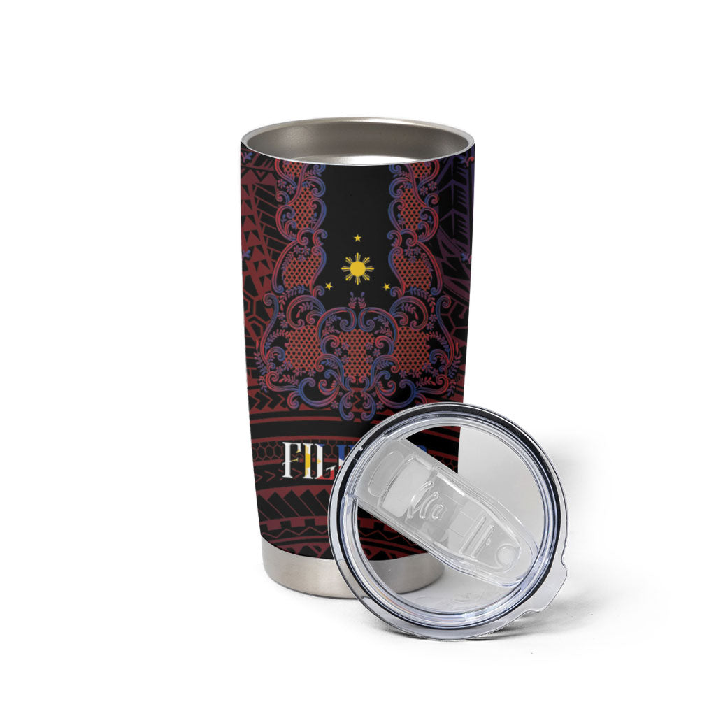Filipino Barong Tagalog Inspired Personalised Tumbler Cup Mabuhay Philippines Festival Polynesian Pattern LT14 - Polynesian Pride
