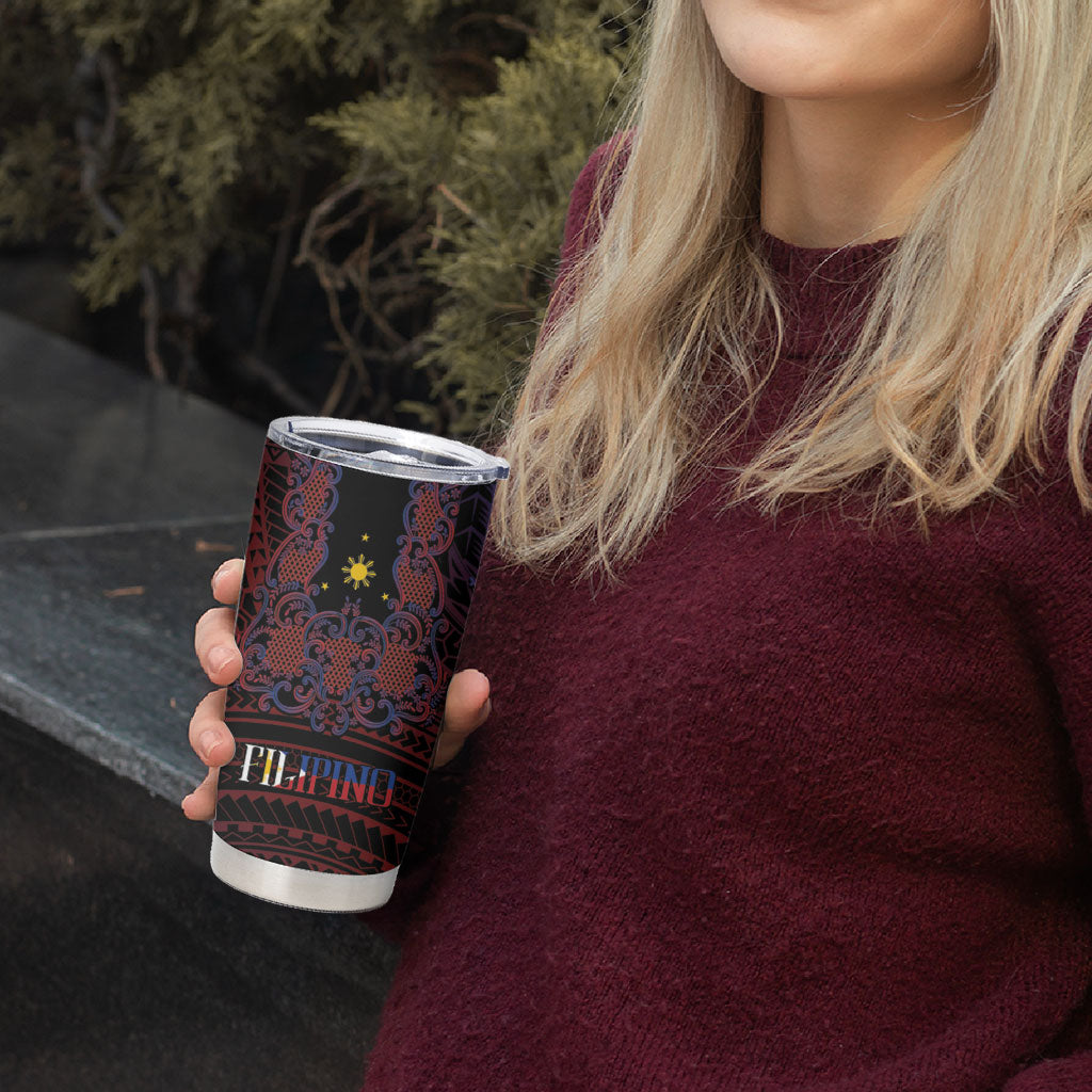 Filipino Barong Tagalog Inspired Personalised Tumbler Cup Mabuhay Philippines Festival Polynesian Pattern LT14 - Polynesian Pride