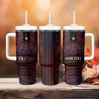 Filipino Barong Tagalog Inspired Personalised Tumbler With Handle Mabuhay Philippines Festival Polynesian Pattern LT14 - Polynesian Pride