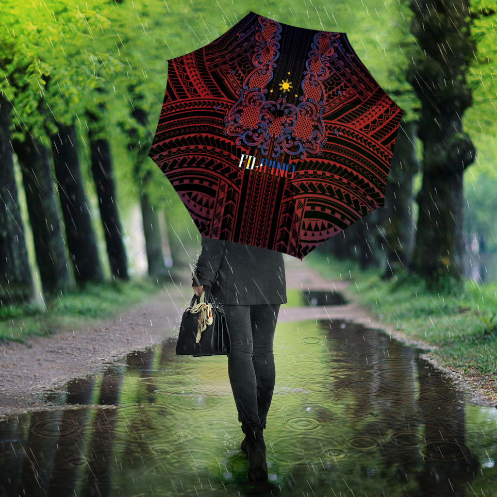 Filipino Barong Tagalog Inspired Umbrella Mabuhay Philippines Festival Polynesian Pattern LT14 - Polynesian Pride