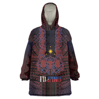 Filipino Barong Tagalog Inspired Personalised Wearable Blanket Hoodie Mabuhay Philippines Festival Polynesian Pattern LT14 One Size Black - Polynesian Pride
