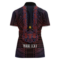 Filipino Barong Tagalog Inspired Personalised Women Polo Shirt Mabuhay Philippines Festival Polynesian Pattern LT14 - Polynesian Pride