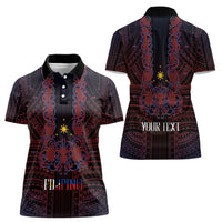 Filipino Barong Tagalog Inspired Personalised Women Polo Shirt Mabuhay Philippines Festival Polynesian Pattern LT14 - Polynesian Pride
