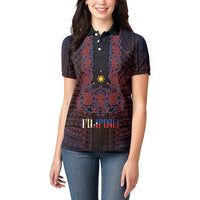 Filipino Barong Tagalog Inspired Personalised Women Polo Shirt Mabuhay Philippines Festival Polynesian Pattern LT14 - Polynesian Pride