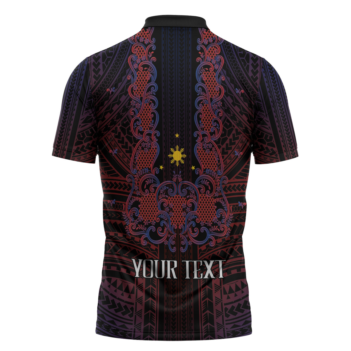 Filipino Barong Tagalog Inspired Personalised Zipper Polo Shirt Mabuhay Philippines Festival Polynesian Pattern LT14 - Polynesian Pride