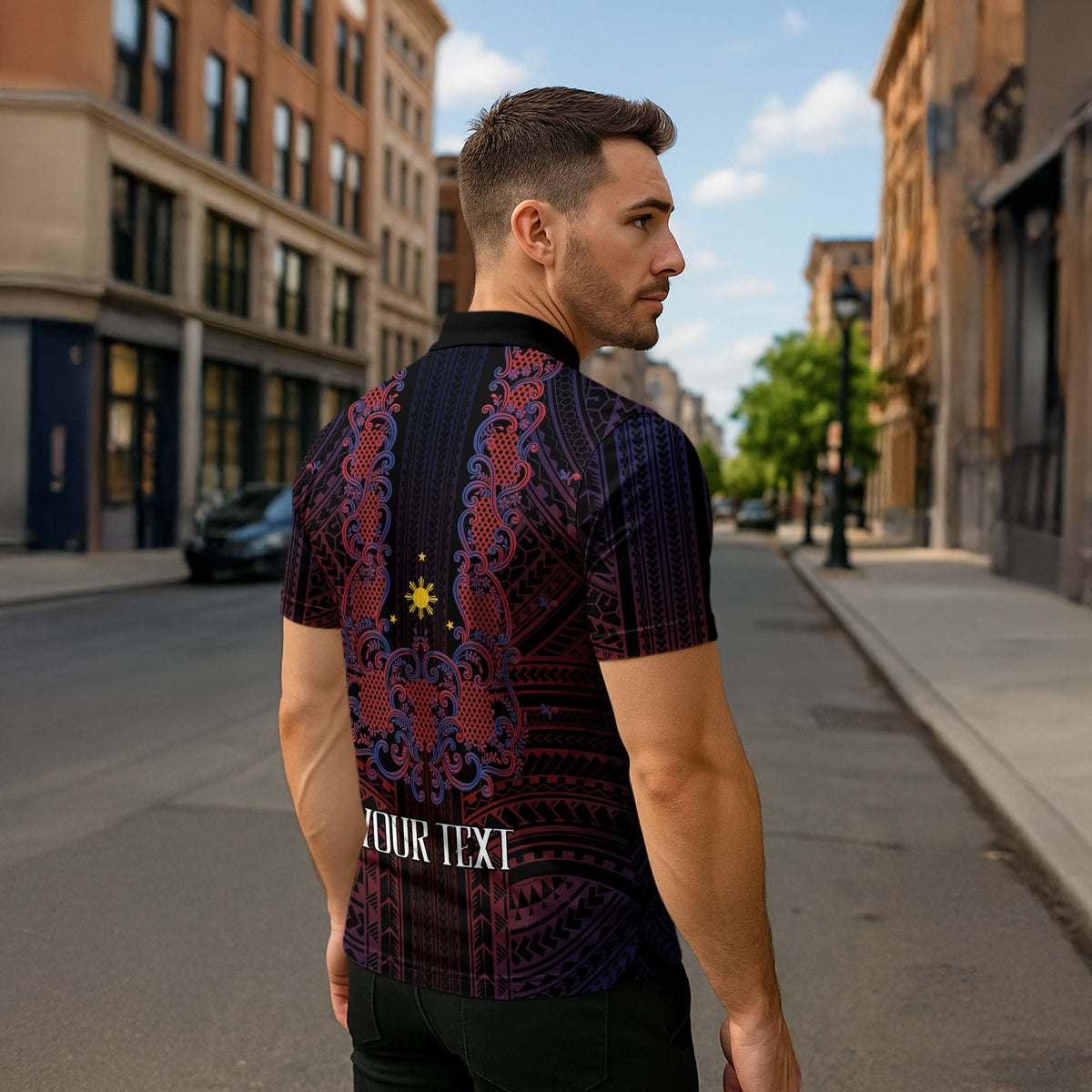 Filipino Barong Tagalog Inspired Personalised Zipper Polo Shirt Mabuhay Philippines Festival Polynesian Pattern LT14 - Polynesian Pride