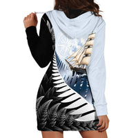 Personalised New Zealand Pakeha Hoodie Dress Kiwi Silver Fern and Sailing Ship Compass LT14 - Polynesian Pride