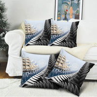 Personalised New Zealand Pakeha Pillow Cover Kiwi Silver Fern and Sailing Ship Compass LT14 - Polynesian Pride