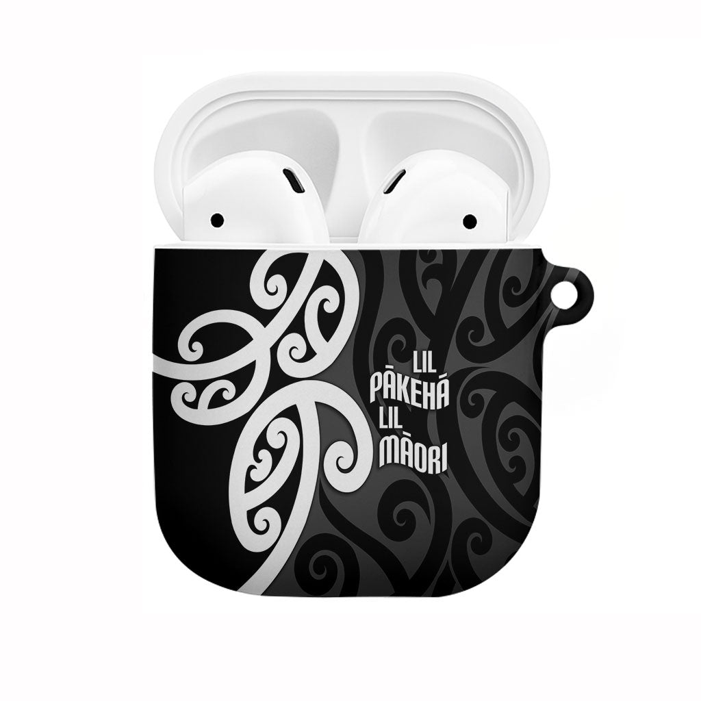 Lil Pakeha Lil Maori New Zealand AirPods Case Kiwi Proud Mangopare Pattern LT14 Black - Polynesian Pride
