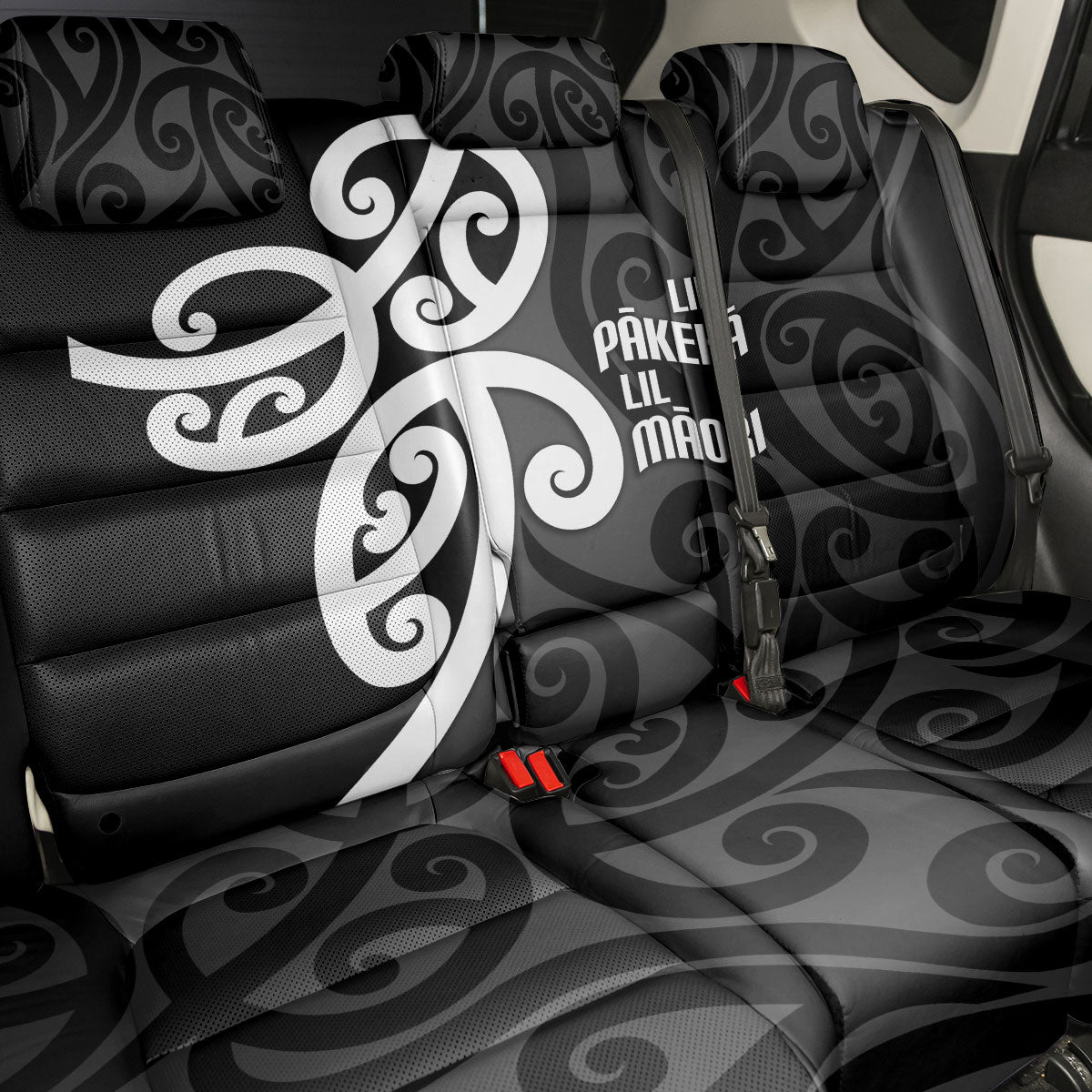 Lil Pakeha Lil Maori New Zealand Back Car Seat Cover Kiwi Proud Mangopare Pattern LT14 - Polynesian Pride