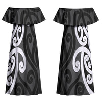 Lil Pakeha Lil Maori New Zealand Couples Matching Off Shoulder Maxi Dress and Hawaiian Shirt Kiwi Proud Mangopare Pattern LT14 - Polynesian Pride