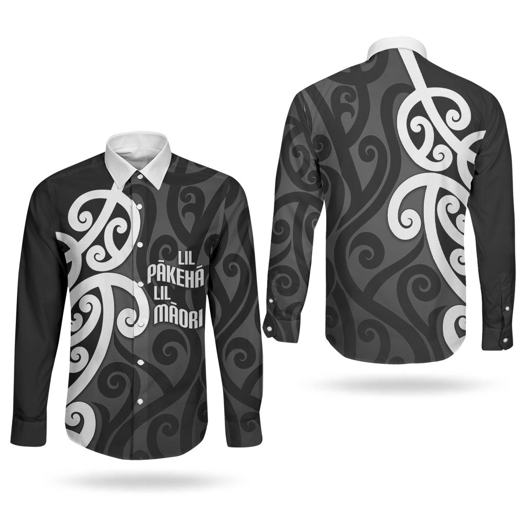 Lil Pakeha Lil Maori New Zealand Couples Matching Tank Maxi Dress and Long Sleeve Button Shirt Kiwi Proud Mangopare Pattern LT14 - Polynesian Pride
