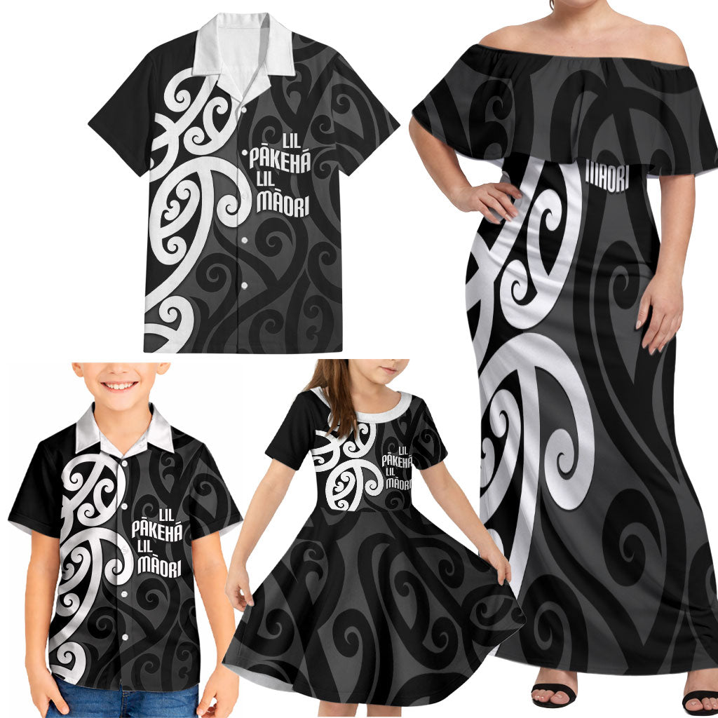 Lil Pakeha Lil Maori New Zealand Family Matching Off Shoulder Maxi Dress and Hawaiian Shirt Kiwi Proud Mangopare Pattern LT14 - Polynesian Pride