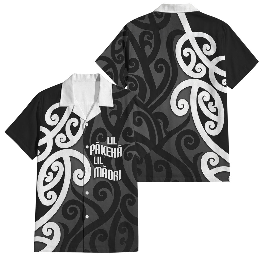 Lil Pakeha Lil Maori New Zealand Family Matching Tank Maxi Dress and Hawaiian Shirt Kiwi Proud Mangopare Pattern LT14 Dad's Shirt - Short Sleeve Black - Polynesian Pride