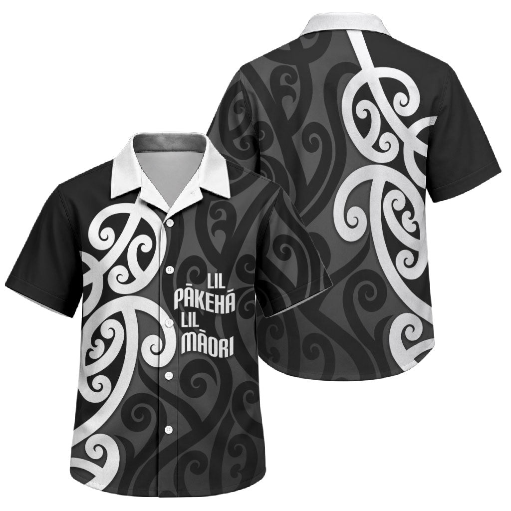 Lil Pakeha Lil Maori New Zealand Family Matching Tank Maxi Dress and Hawaiian Shirt Kiwi Proud Mangopare Pattern LT14 Son's Shirt Black - Polynesian Pride