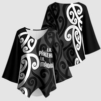 Lil Pakeha Lil Maori New Zealand Kimono Sleeve Blouse Kiwi Proud Mangopare Pattern LT14 - Polynesian Pride