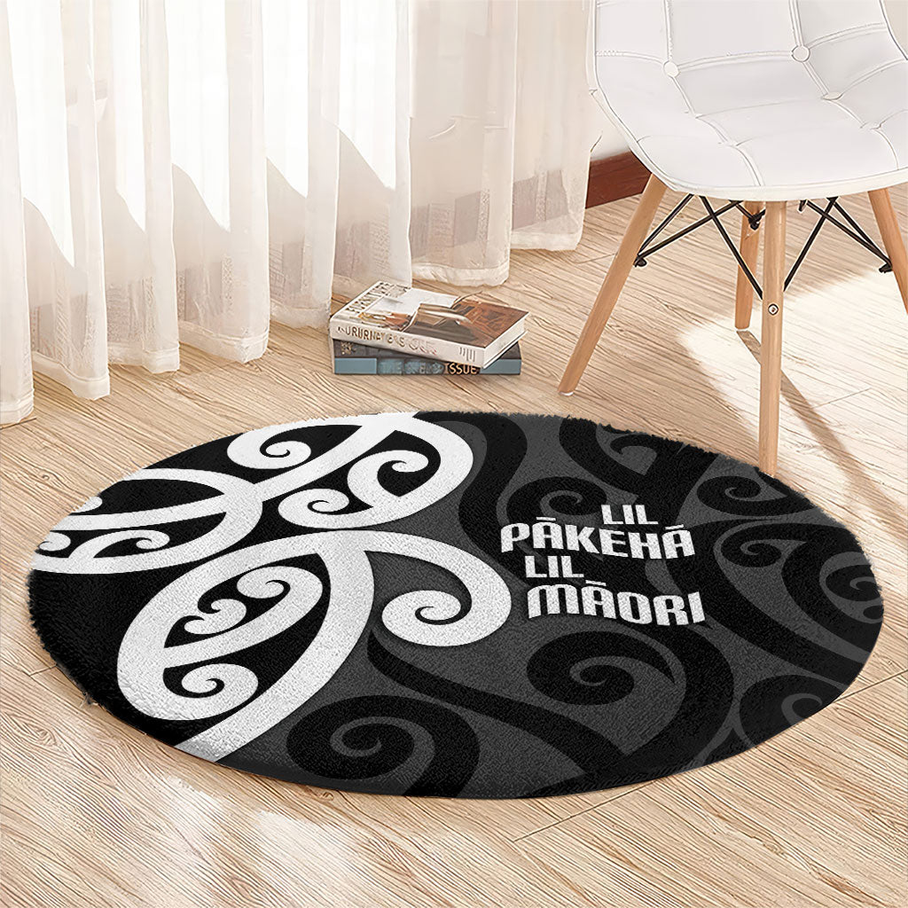 Lil Pakeha Lil Maori New Zealand Round Carpet Kiwi Proud Mangopare Pattern LT14 - Polynesian Pride