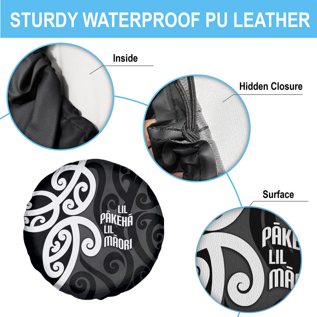 Lil Pakeha Lil Maori New Zealand Spare Tire Cover Kiwi Proud Mangopare Pattern LT14 - Polynesian Pride