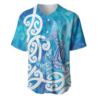 Hammerhead Shark Tattoo New Zealand Baseball Jersey Maori Galaxy Mangopare Pattern LT14 Turquoise - Polynesian Pride