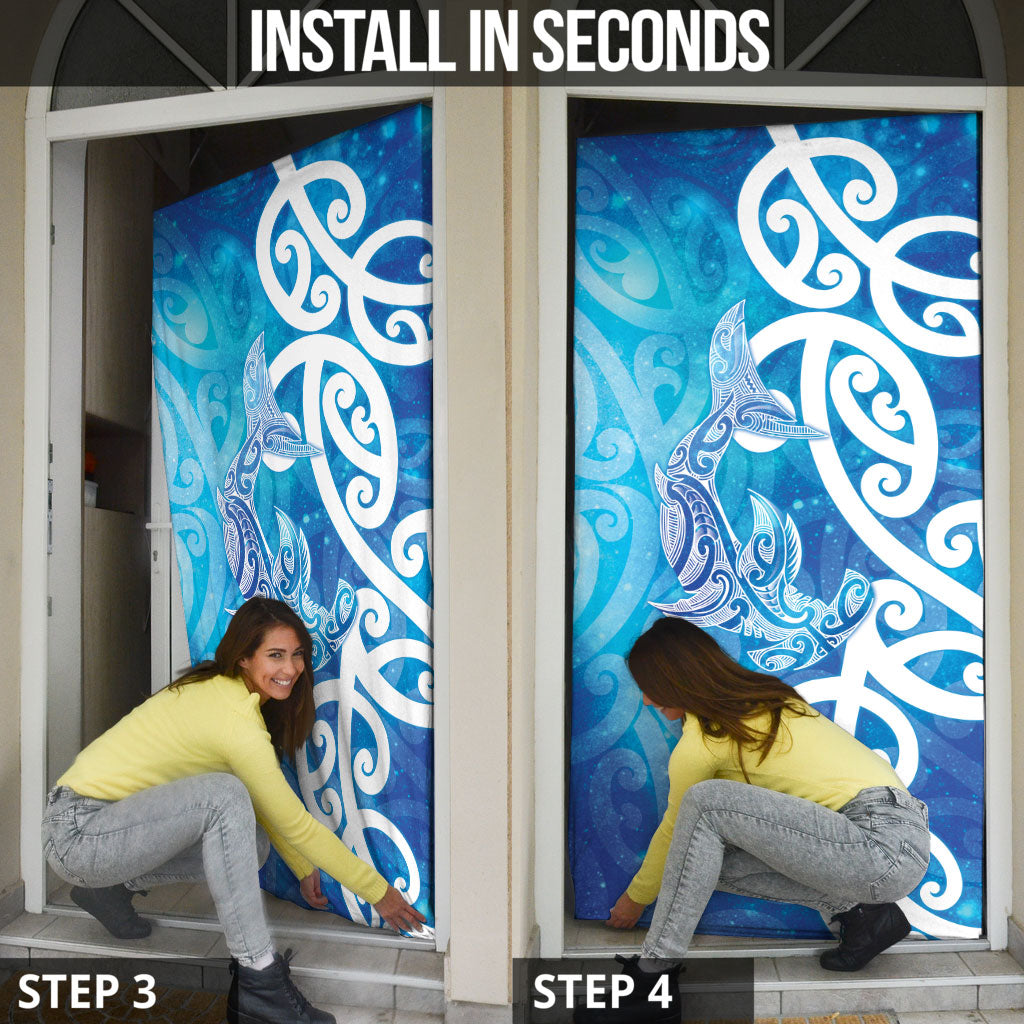Hammerhead Shark Tattoo New Zealand Door Cover Maori Galaxy Mangopare Pattern LT14 - Polynesian Pride