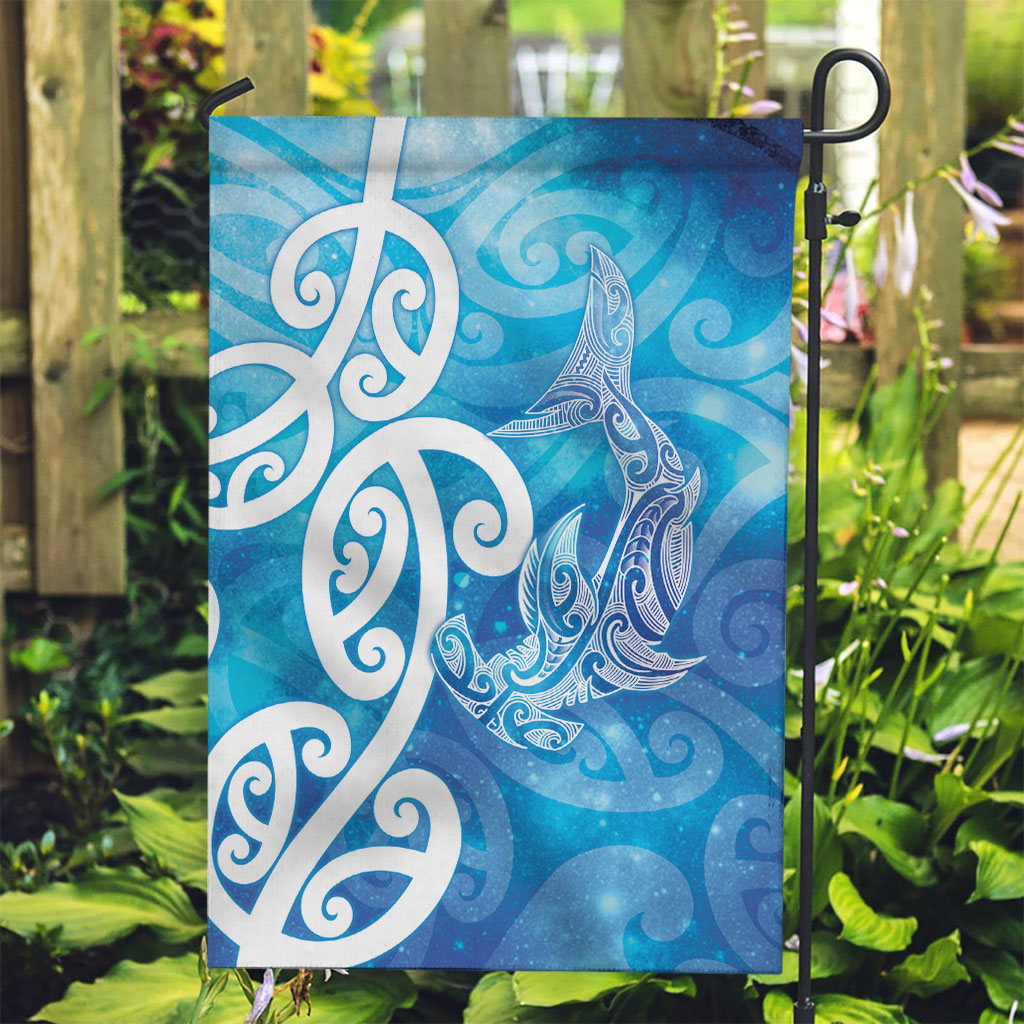 Hammerhead Shark Tattoo New Zealand Garden Flag Maori Galaxy Mangopare Pattern LT14 Garden Flag Turquoise - Polynesian Pride
