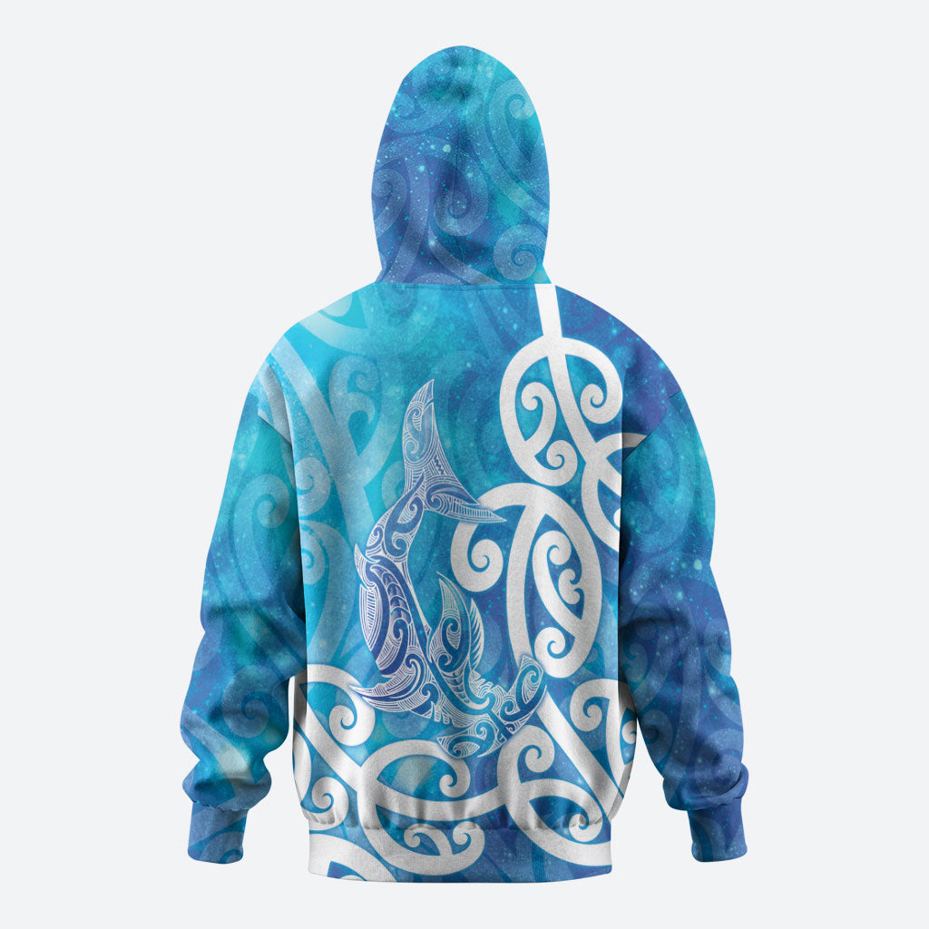 Hammerhead Shark Tattoo New Zealand Hoodie Maori Galaxy Mangopare Pattern LT14 - Polynesian Pride