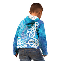 Hammerhead Shark Tattoo New Zealand Kid Hoodie Maori Galaxy Mangopare Pattern LT14 - Polynesian Pride