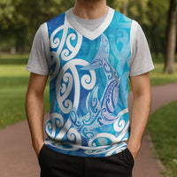 Hammerhead Shark Tattoo New Zealand Christmas Knitted V-Neck Vest Maori Galaxy Mangopare Pattern LT14 - Polynesian Pride