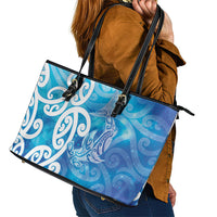Hammerhead Shark Tattoo New Zealand Leather Tote Bag Maori Galaxy Mangopare Pattern LT14 - Polynesian Pride