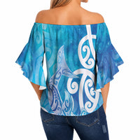 Hammerhead Shark Tattoo New Zealand Off Shoulder Wrap Waist Top Maori Galaxy Mangopare Pattern LT14 - Polynesian Pride