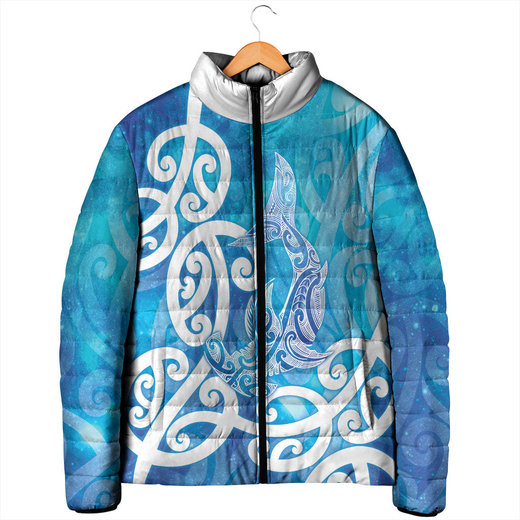 Hammerhead Shark Tattoo New Zealand Padded Jacket Maori Galaxy Mangopare Pattern LT14 - Polynesian Pride