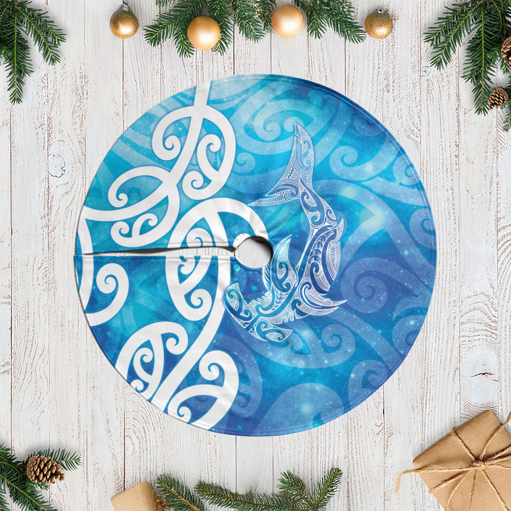 Hammerhead Shark Tattoo New Zealand Tree Skirt Maori Galaxy Mangopare Pattern LT14 Casual Turquoise - Polynesian Pride