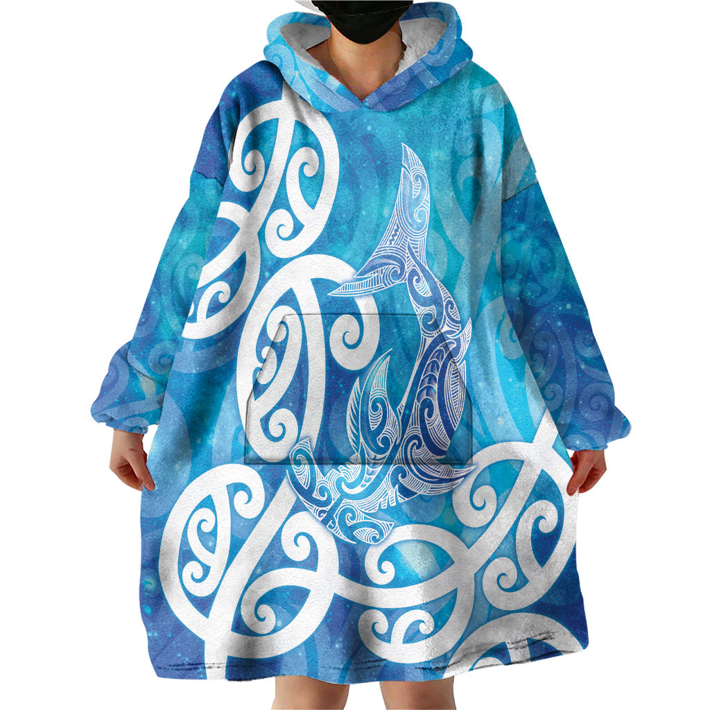 Hammerhead Shark Tattoo New Zealand Wearable Blanket Hoodie Maori Galaxy Mangopare Pattern LT14 - Polynesian Pride