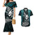 New Zealand Silver Fern Rugby Couples Matching Mermaid Dress and Hawaiian Shirt Aotearoa All Black Dabbing Ball With Maori Paua Shell LT14 Turquoise - Polynesian Pride