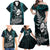 New Zealand Silver Fern Rugby Family Matching Off Shoulder Maxi Dress and Hawaiian Shirt Aotearoa All Black Dabbing Ball With Maori Paua Shell LT14 - Polynesian Pride